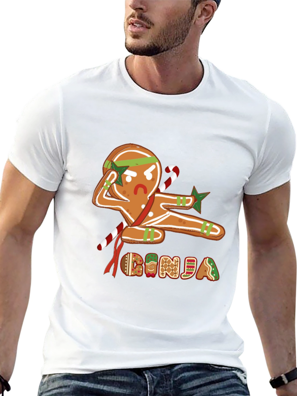 Gingerbread Ninja Graphic T-Shirt - Holiday Fun