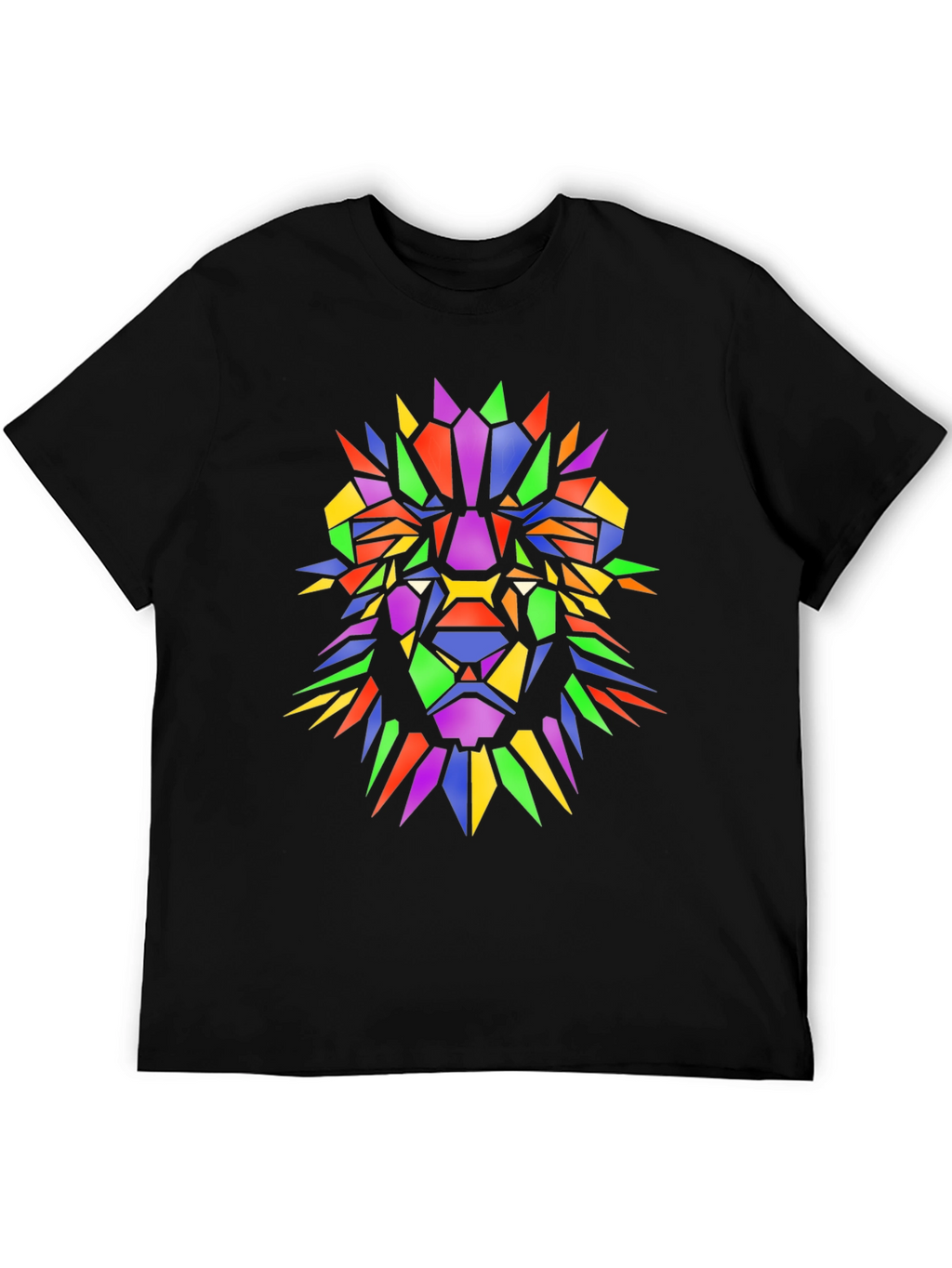 Geometric Lion Graphic Tee - Mens Black T-Shirt