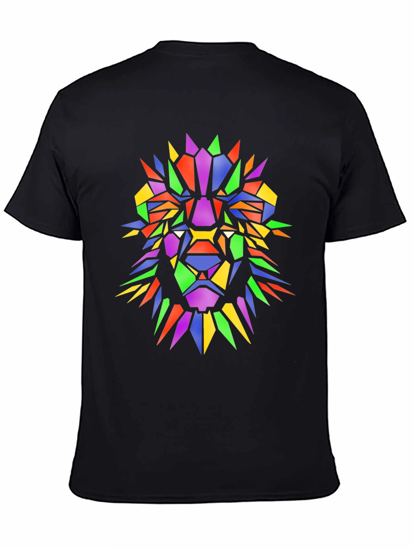 Geometric Lion Graphic Tee - Mens Black T-Shirt