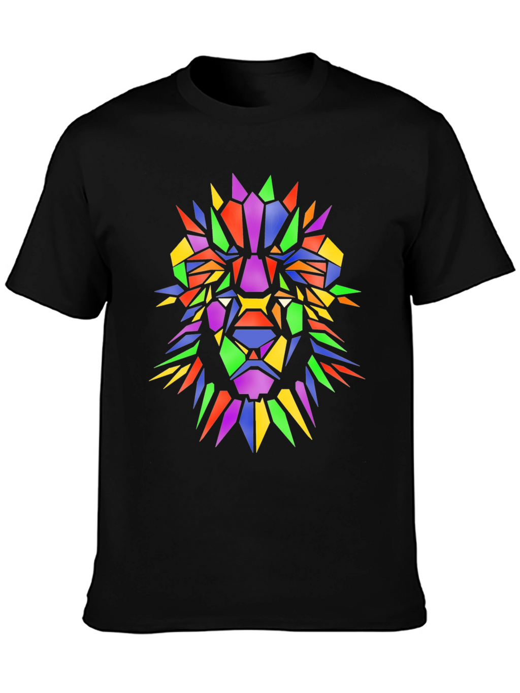 Geometric Lion Graphic Tee - Mens Black T-Shirt