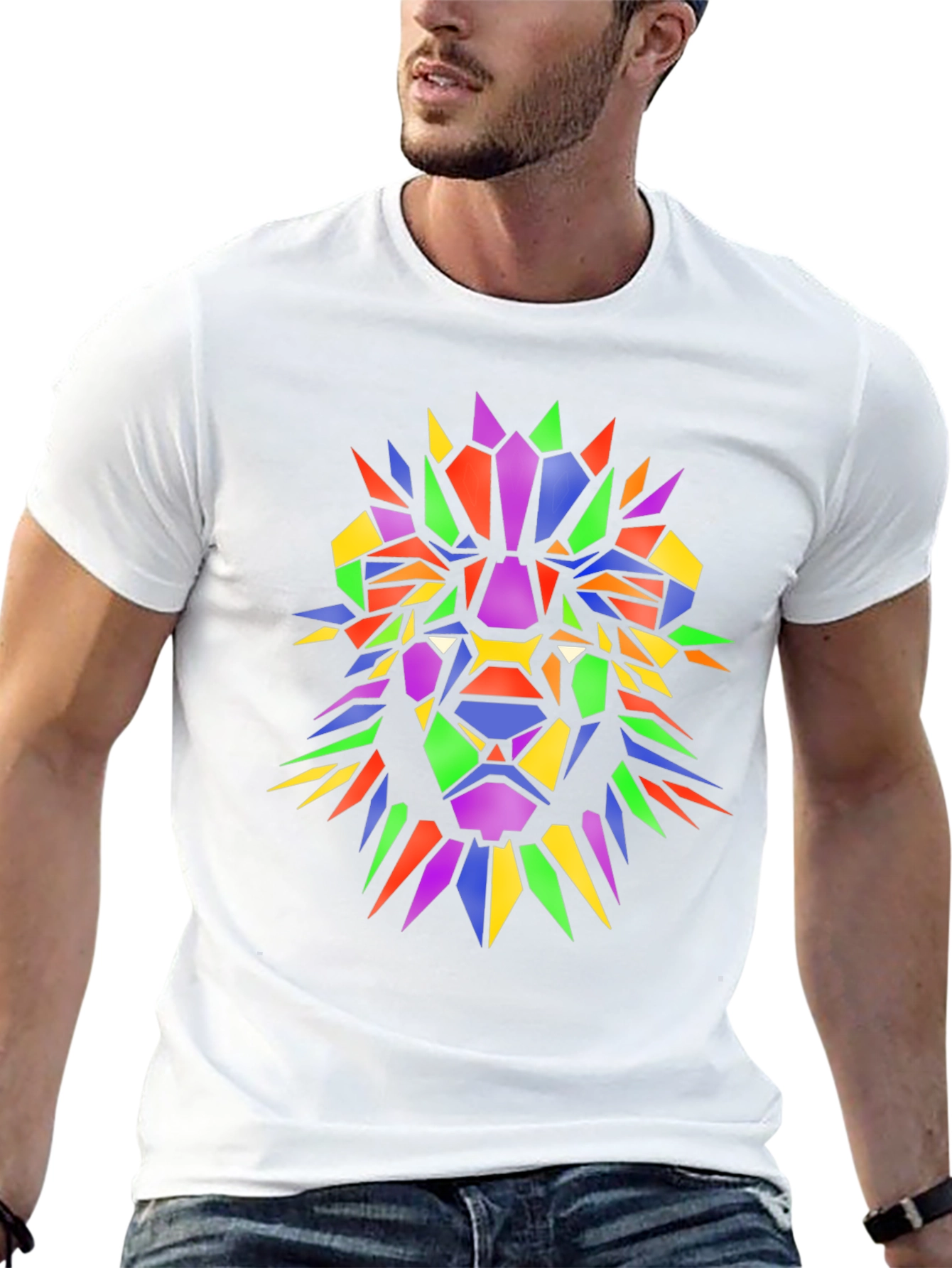 Geometric Lion Graphic Tee - Mens Black T-Shirt