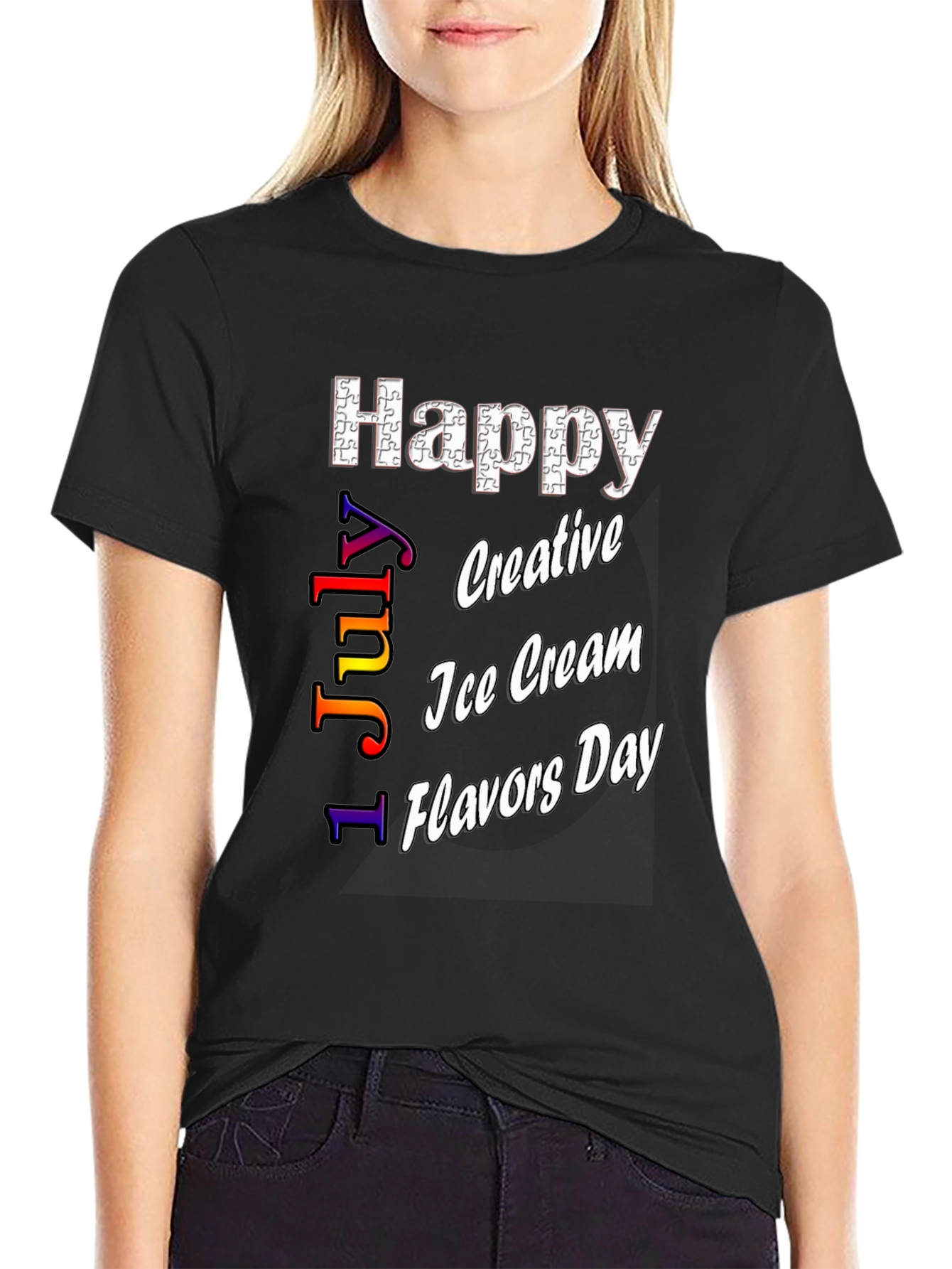 Happy Ice Cream Flavors Day Black T-Shirt