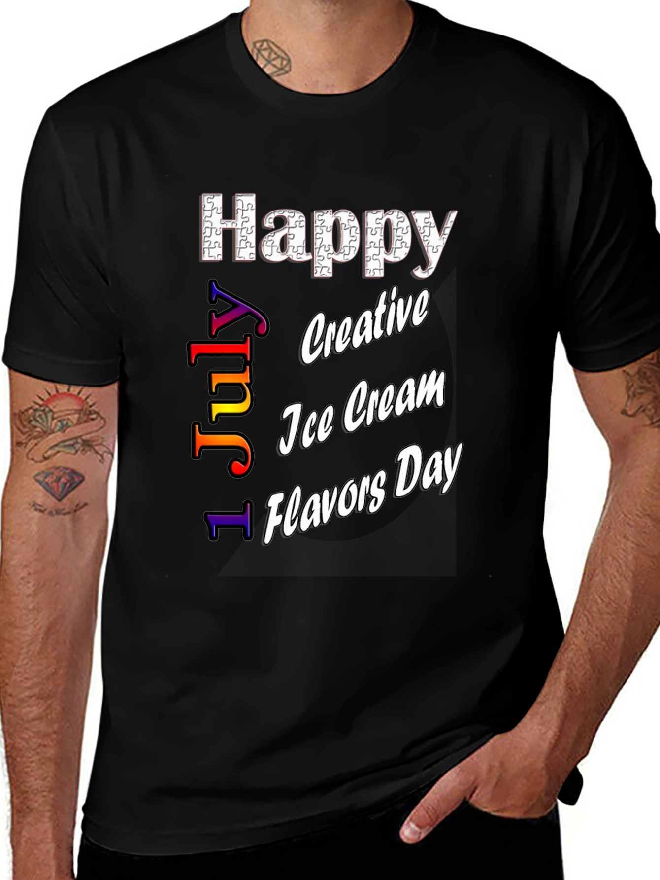 Happy Ice Cream Flavors Day Black T-Shirt