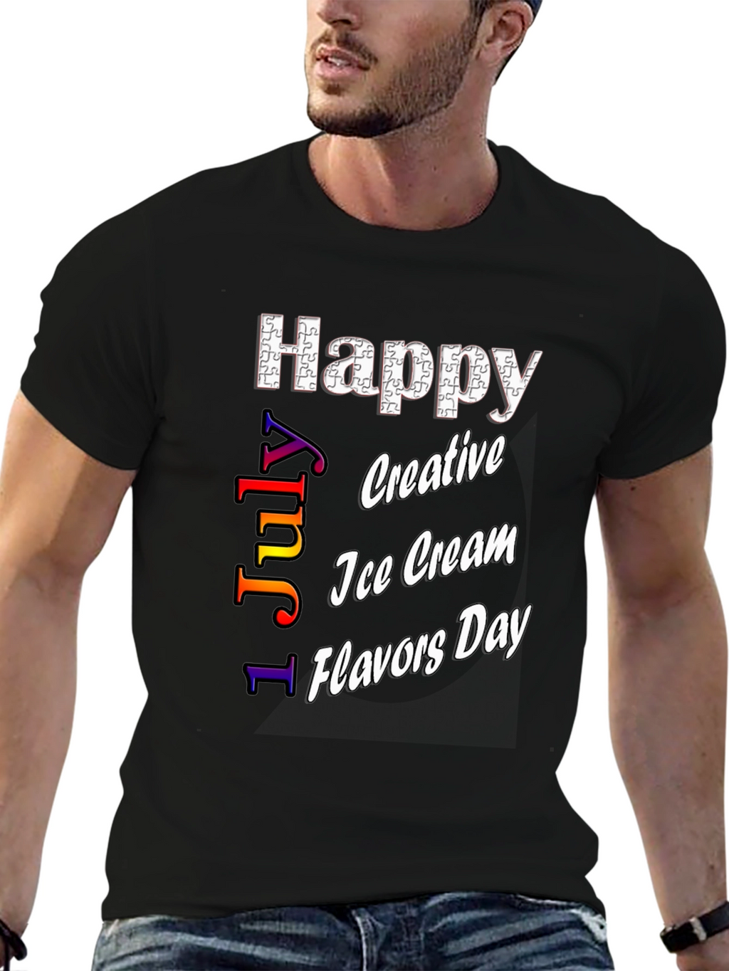 Happy Ice Cream Flavors Day Black T-Shirt