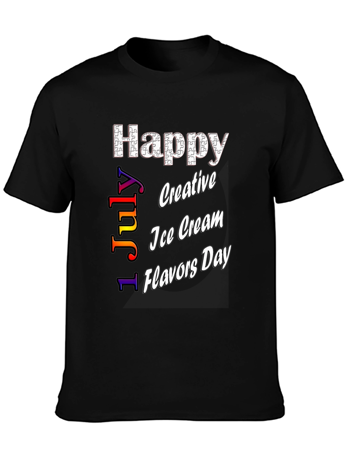 Happy Ice Cream Flavors Day Black T-Shirt
