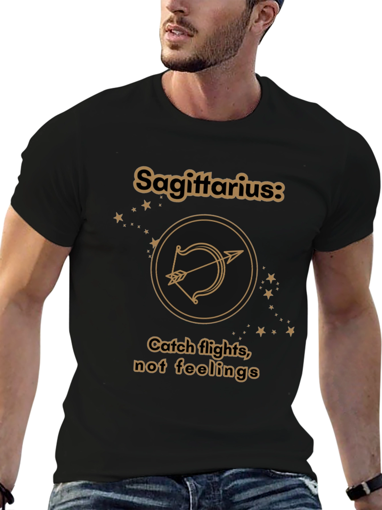 Sagittarius Zodiac T-Shirt - Catch Flights Not Feelings Tee