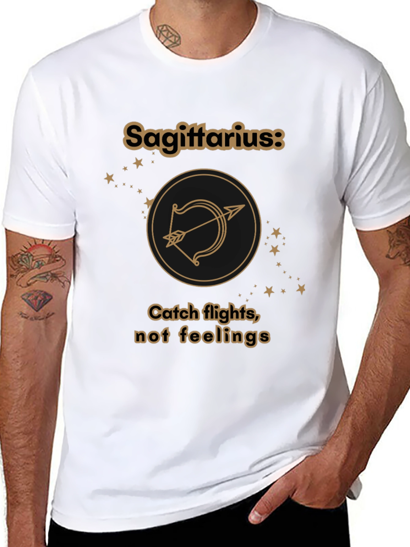 Sagittarius Zodiac T-Shirt - Catch Flights Not Feelings Tee