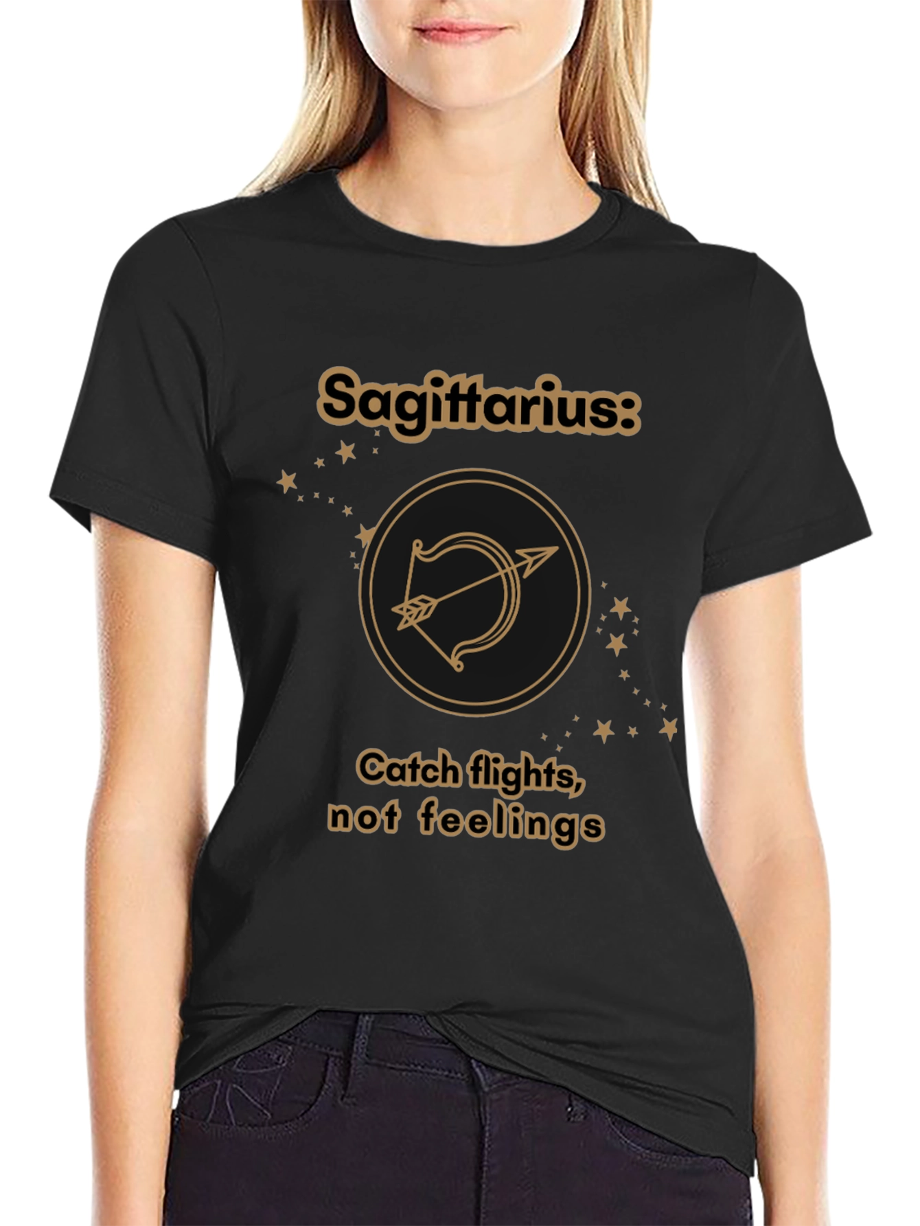 Sagittarius Zodiac T-Shirt - Catch Flights Not Feelings Tee