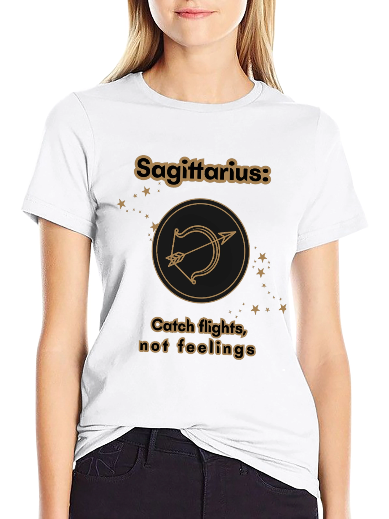 Sagittarius Zodiac T-Shirt - Catch Flights Not Feelings Tee