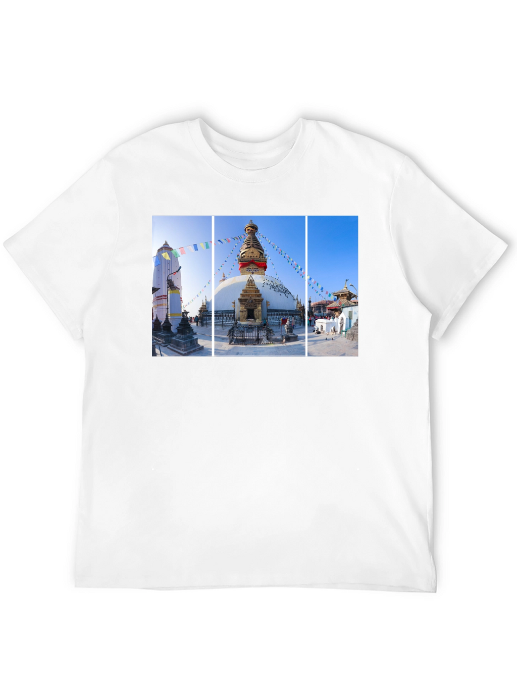 Boudhanath Stupa Graphic Tee - Nepal Temple Black T-Shirt