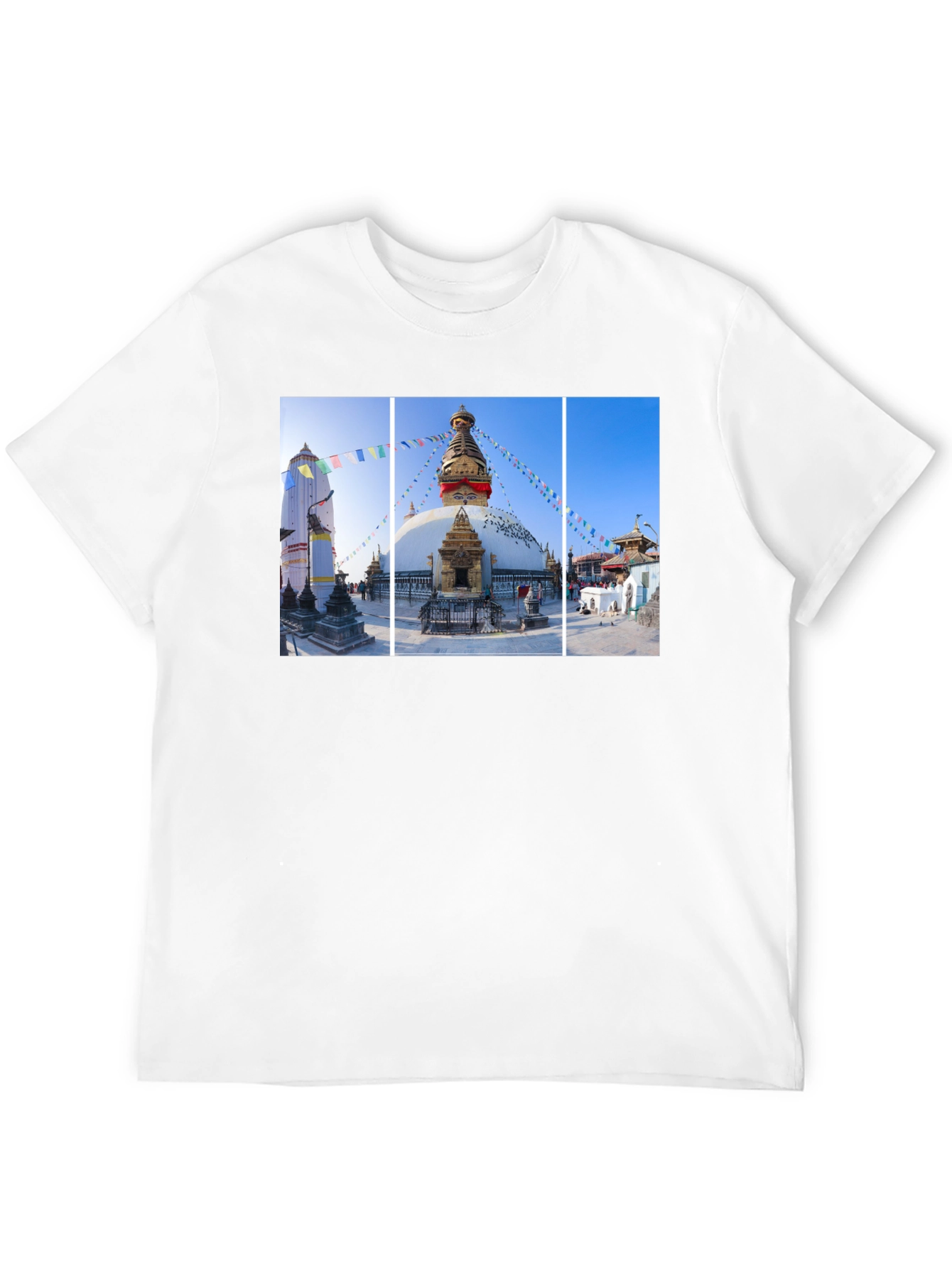 Boudhanath Stupa Graphic Tee - Nepal Temple Black T-Shirt