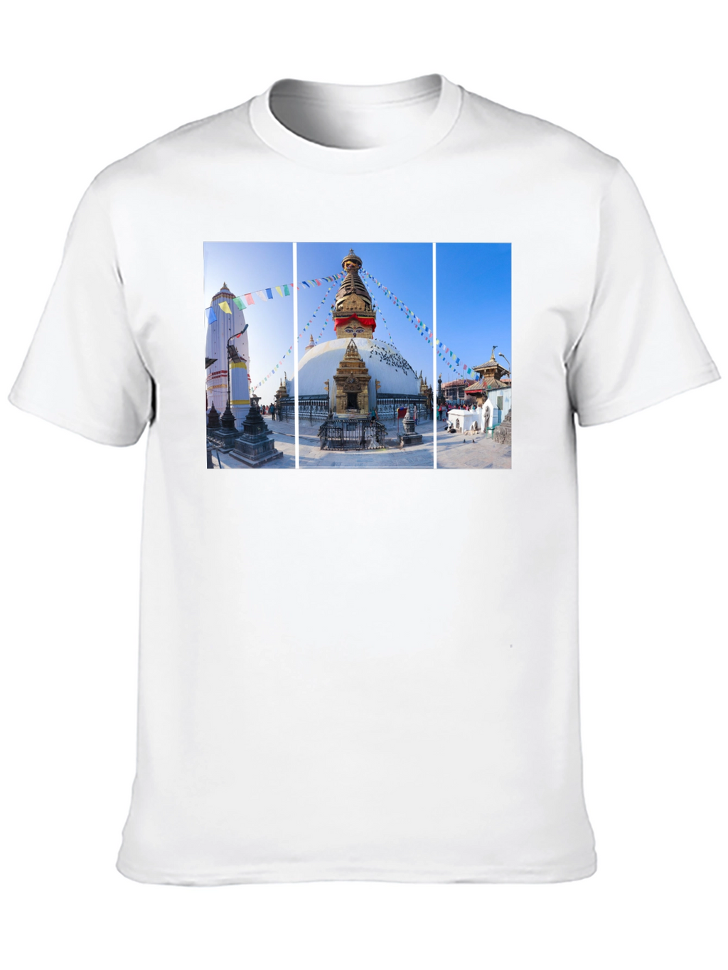 Boudhanath Stupa Graphic Tee - Nepal Temple Black T-Shirt