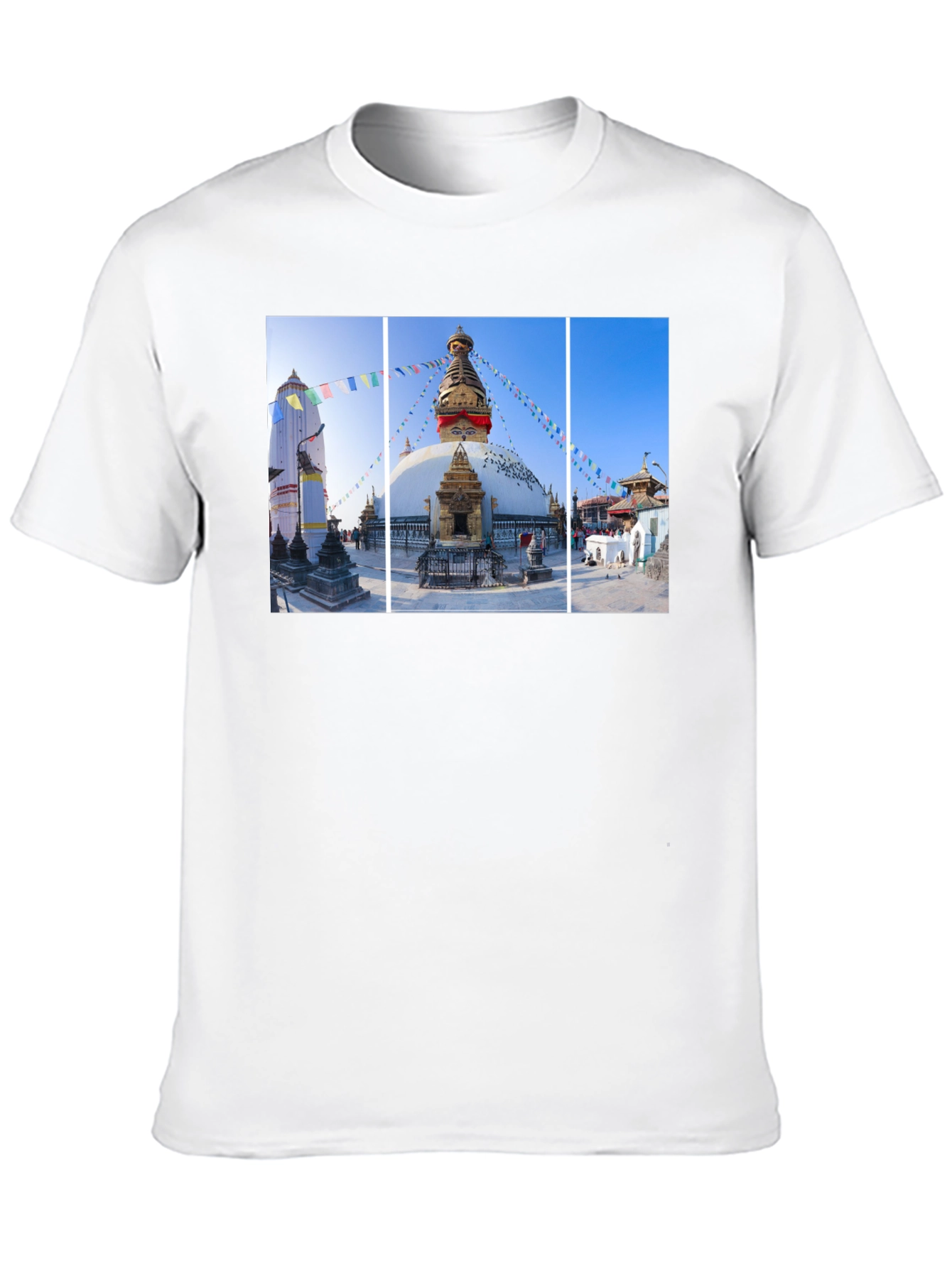 Boudhanath Stupa Graphic Tee - Nepal Temple Black T-Shirt