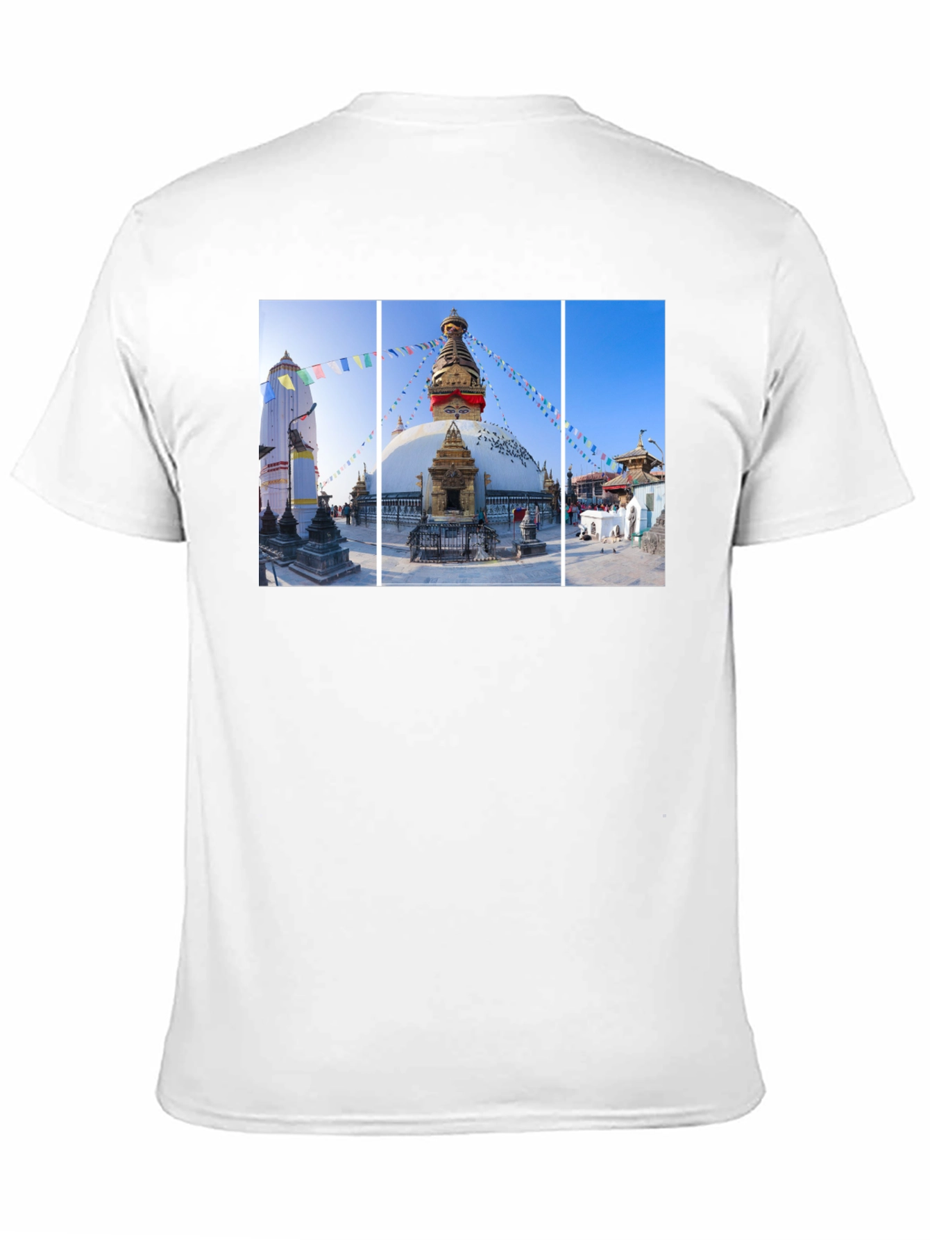 Boudhanath Stupa Graphic Tee - Nepal Temple Black T-Shirt