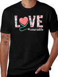 Nurse Life T-Shirt - Floral Heart Design