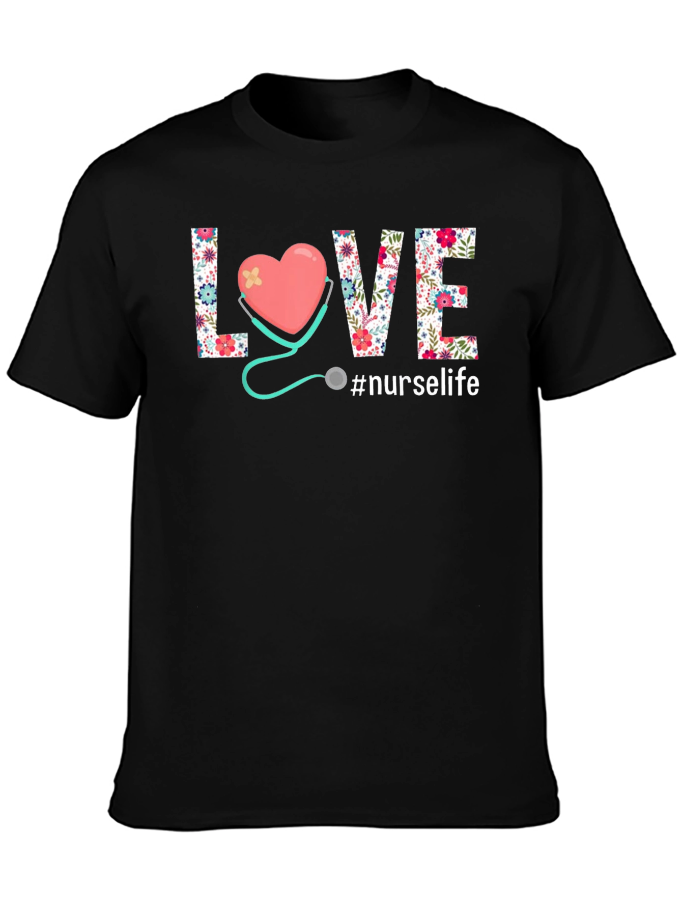 Nurse Life T-Shirt - Floral Heart Design