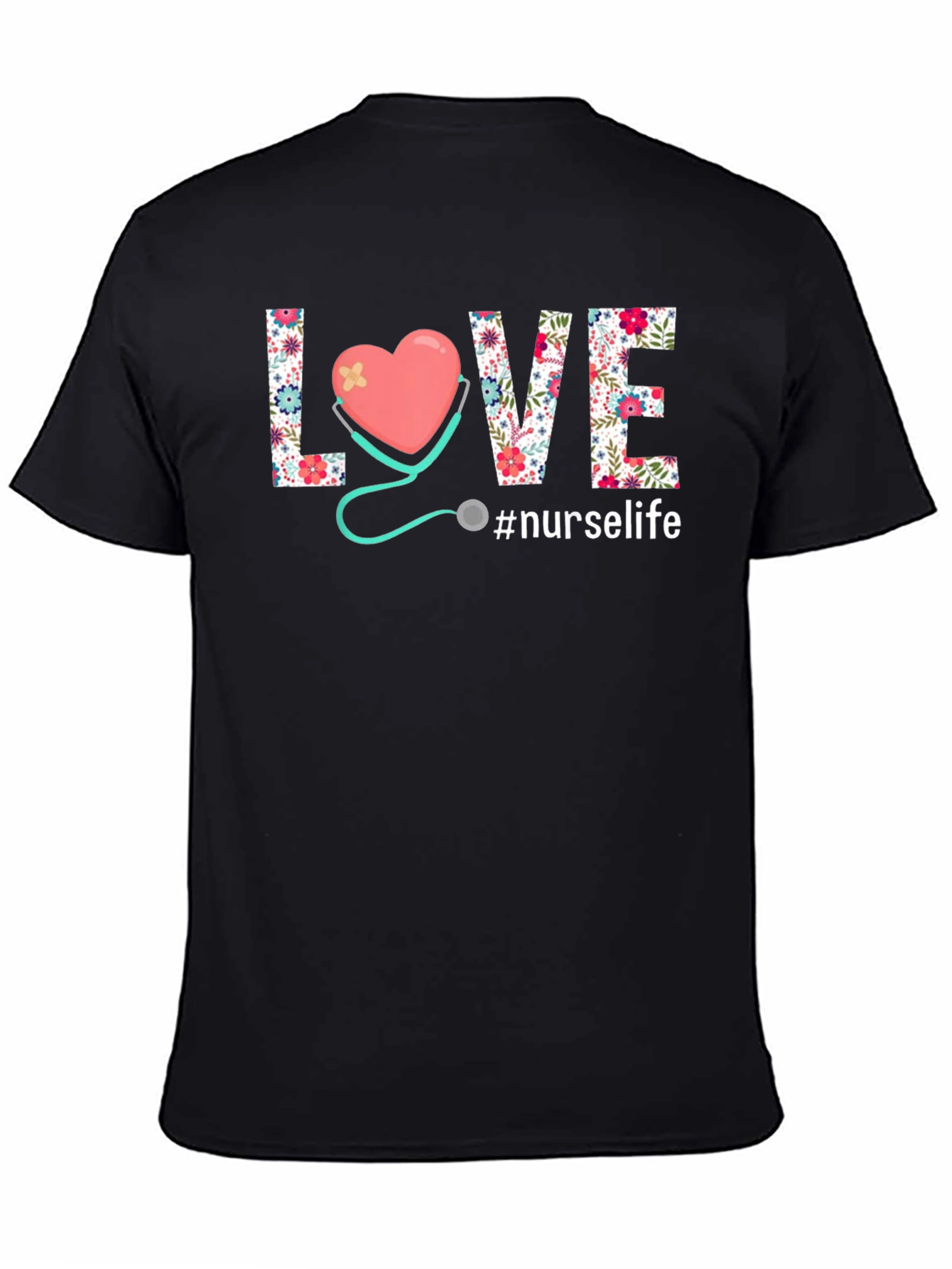 Nurse Life T-Shirt - Floral Heart Design