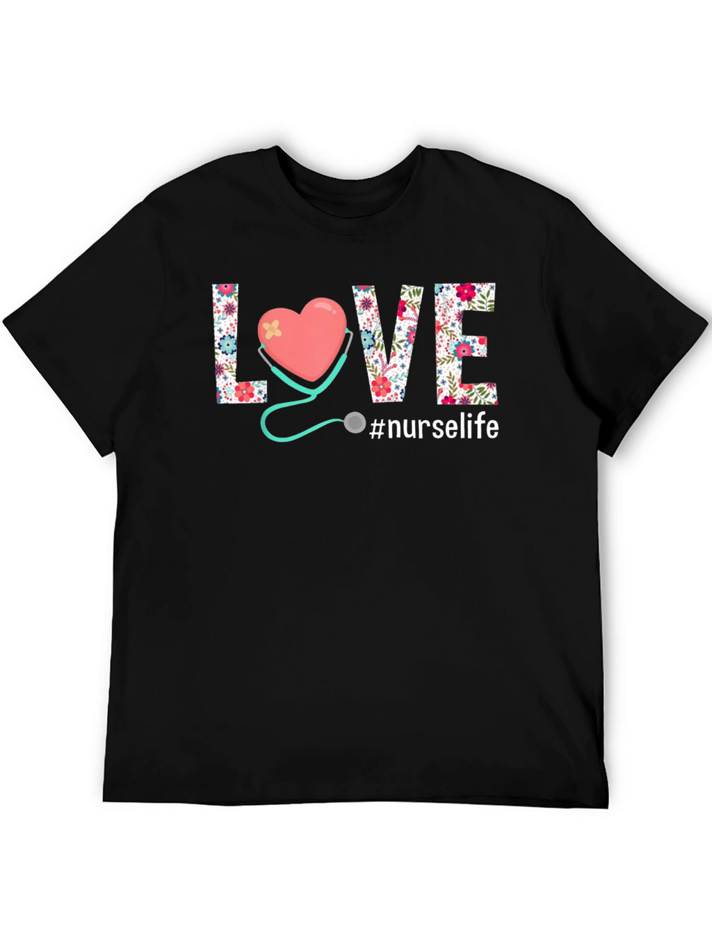 Nurse Life T-Shirt - Floral Heart Design