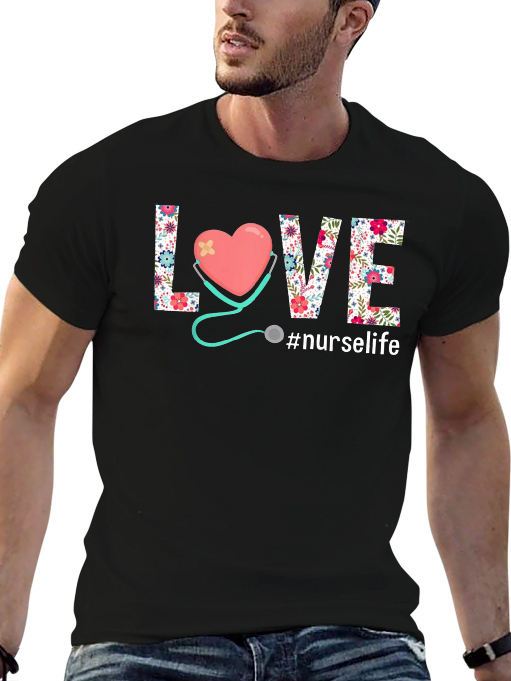 Nurse Life T-Shirt - Floral Heart Design