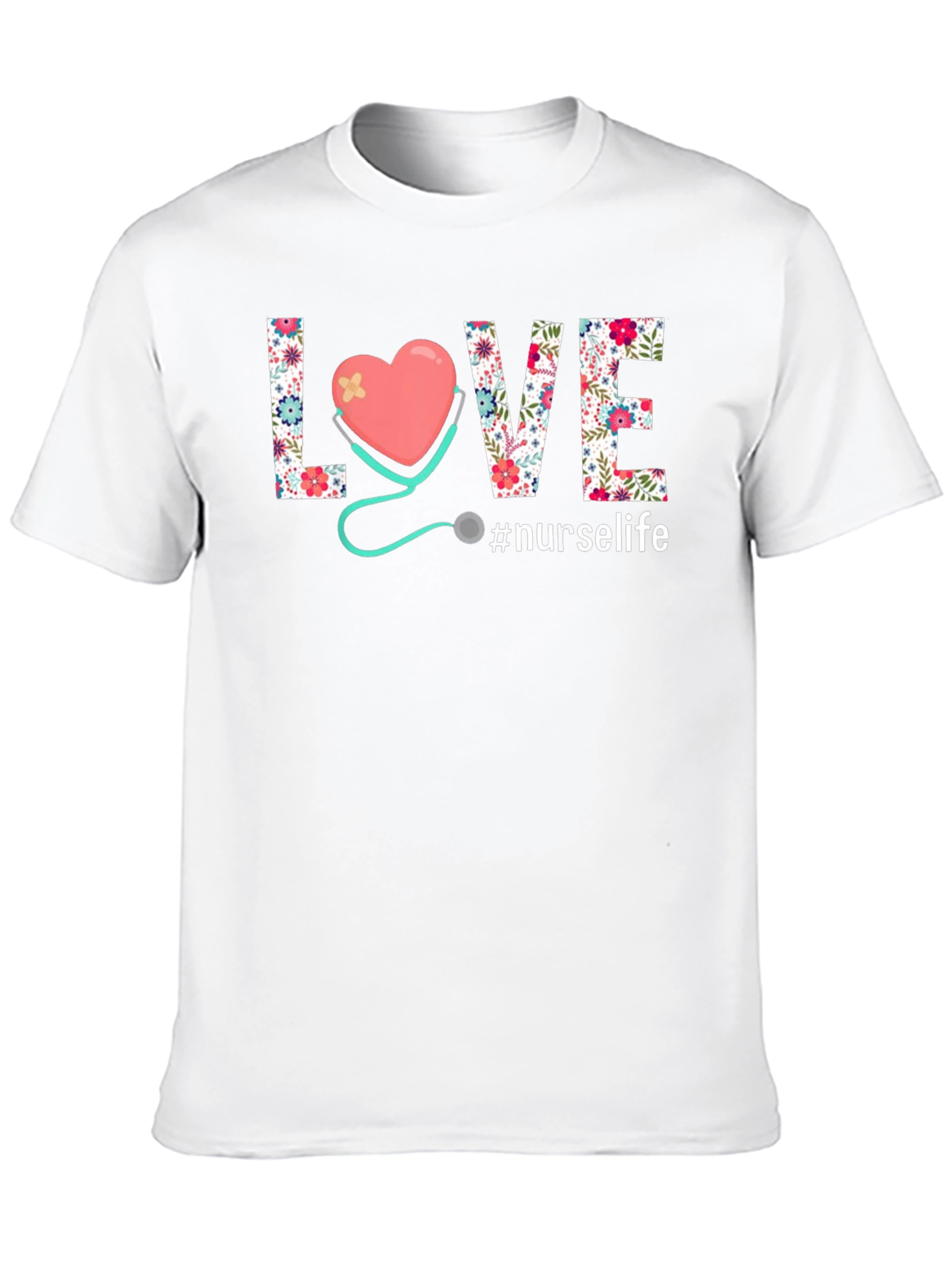 Nurse Life T-Shirt - Floral Heart Design