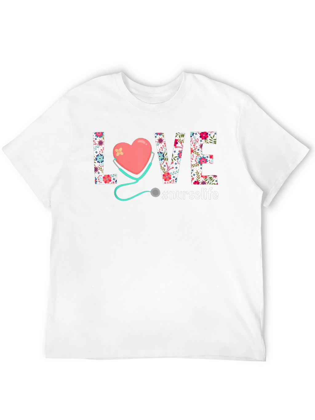 Nurse Life T-Shirt - Floral Heart Design