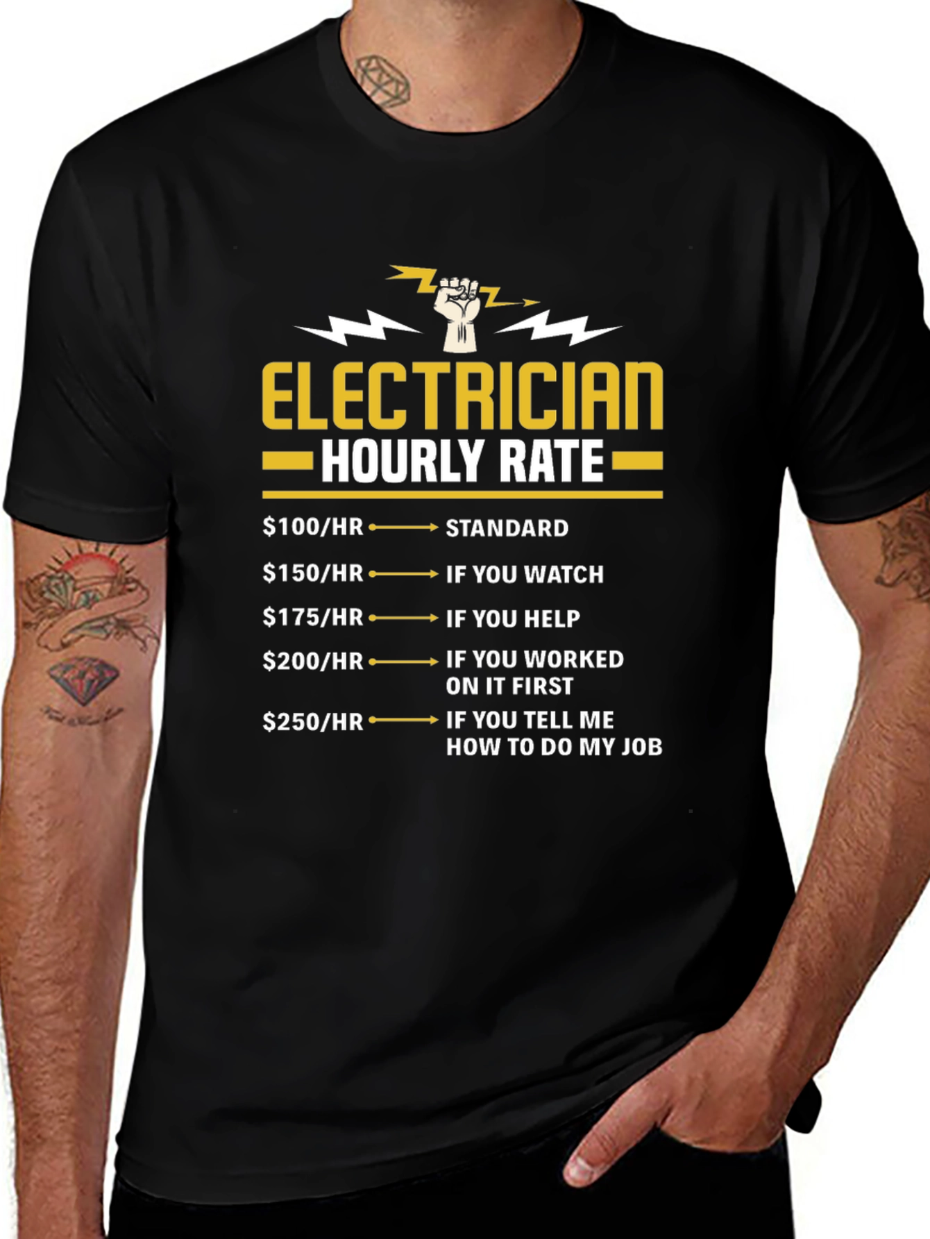 Electrician Hourly Rate Graphic T-Shirt