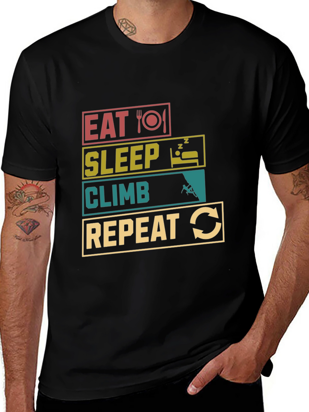 Eat Sleep Climb Repeat Black T-Shirt