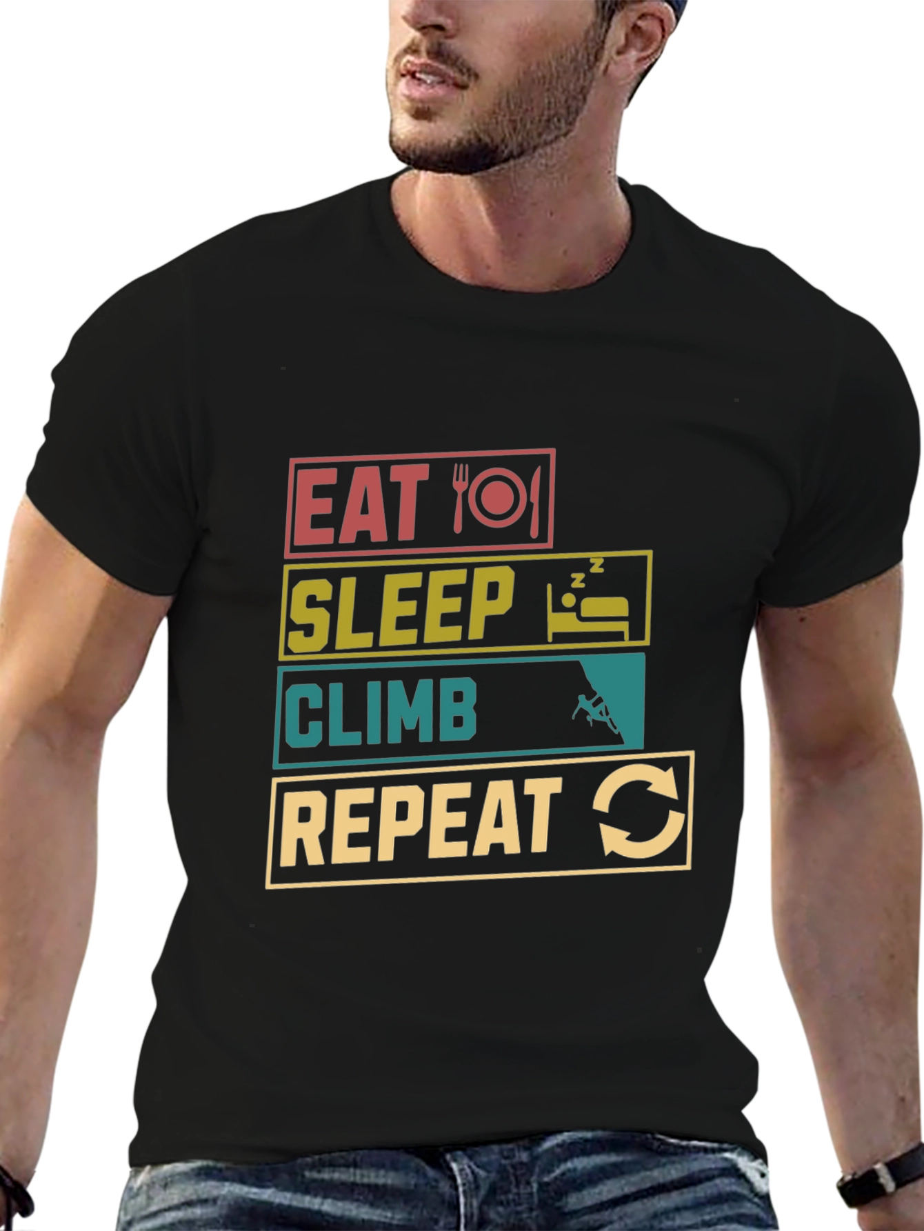 Eat Sleep Climb Repeat Black T-Shirt