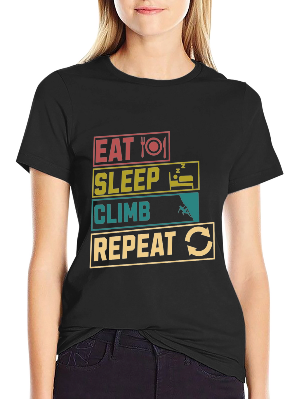 Eat Sleep Climb Repeat Black T-Shirt