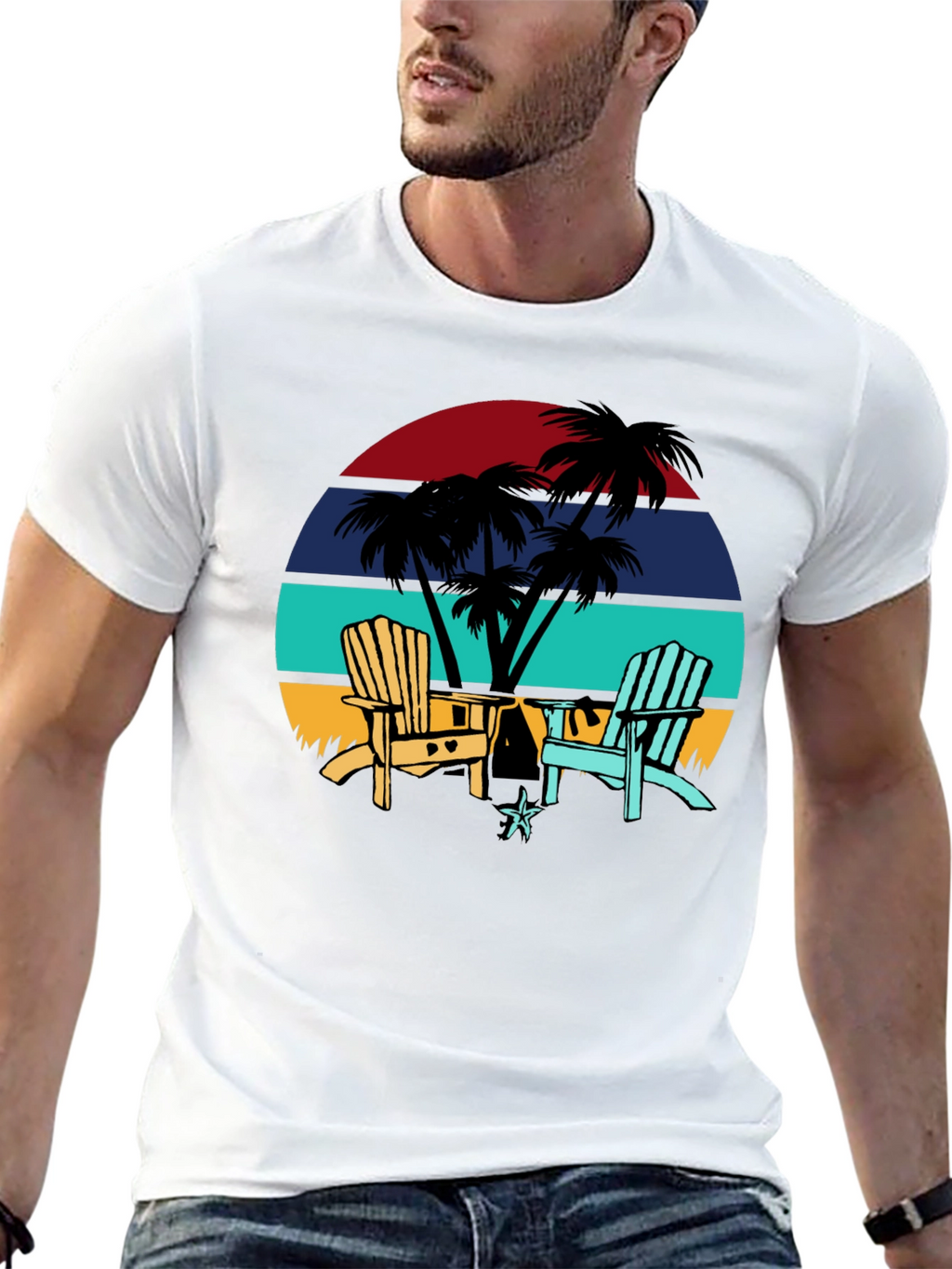 Retro Sunset Beach Chair T-Shirt