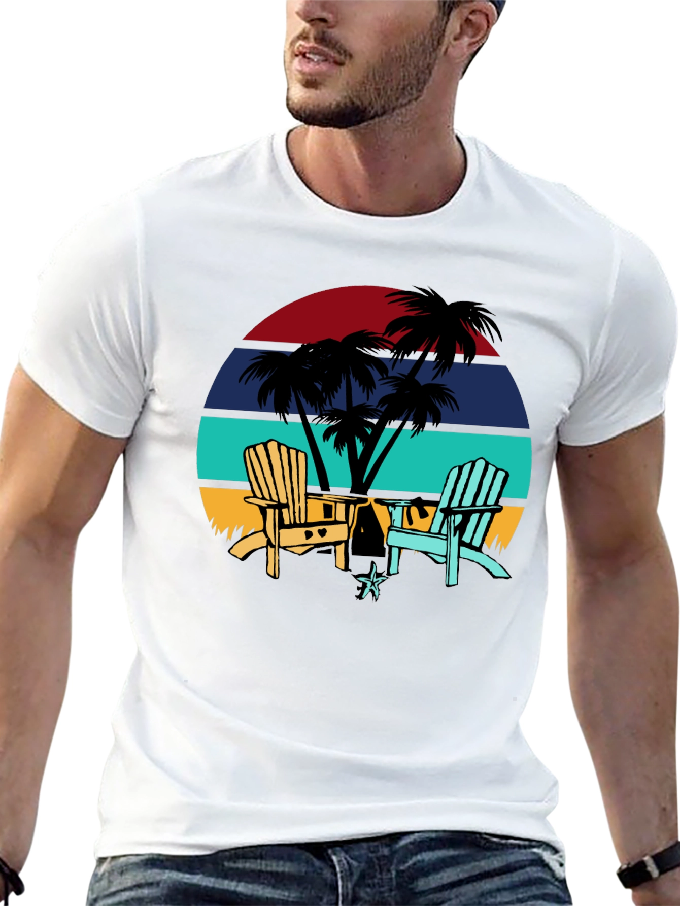 Retro Sunset Beach Chair T-Shirt