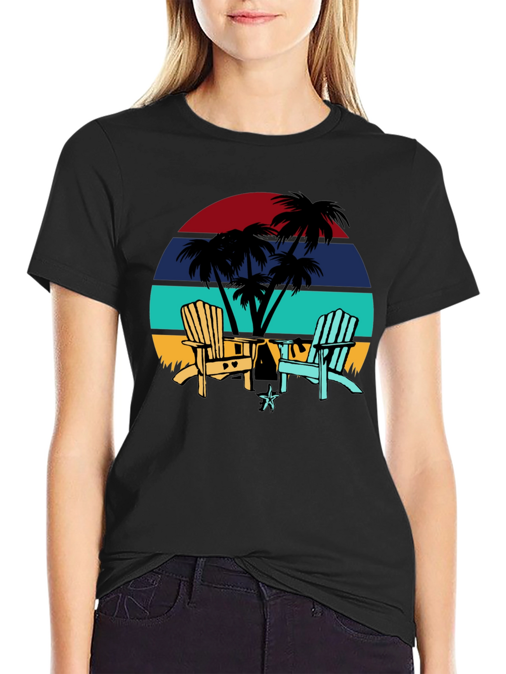 Retro Sunset Beach Chair T-Shirt