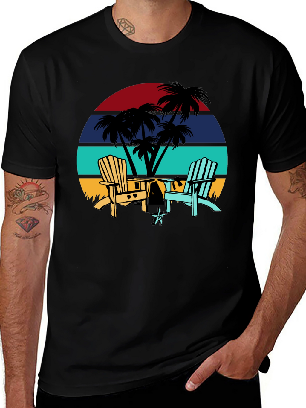 Retro Sunset Beach Chair T-Shirt