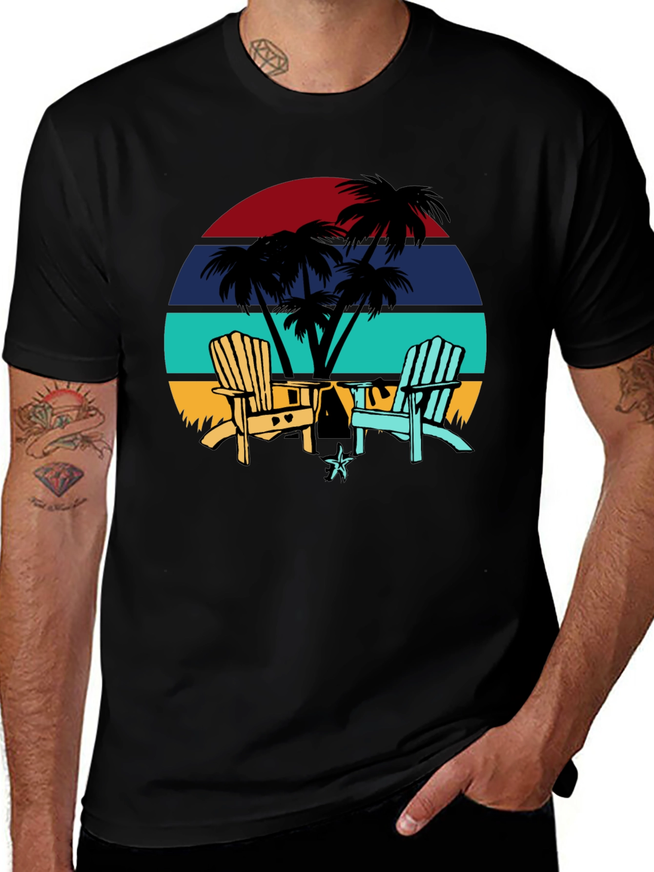 Retro Sunset Beach Chair T-Shirt