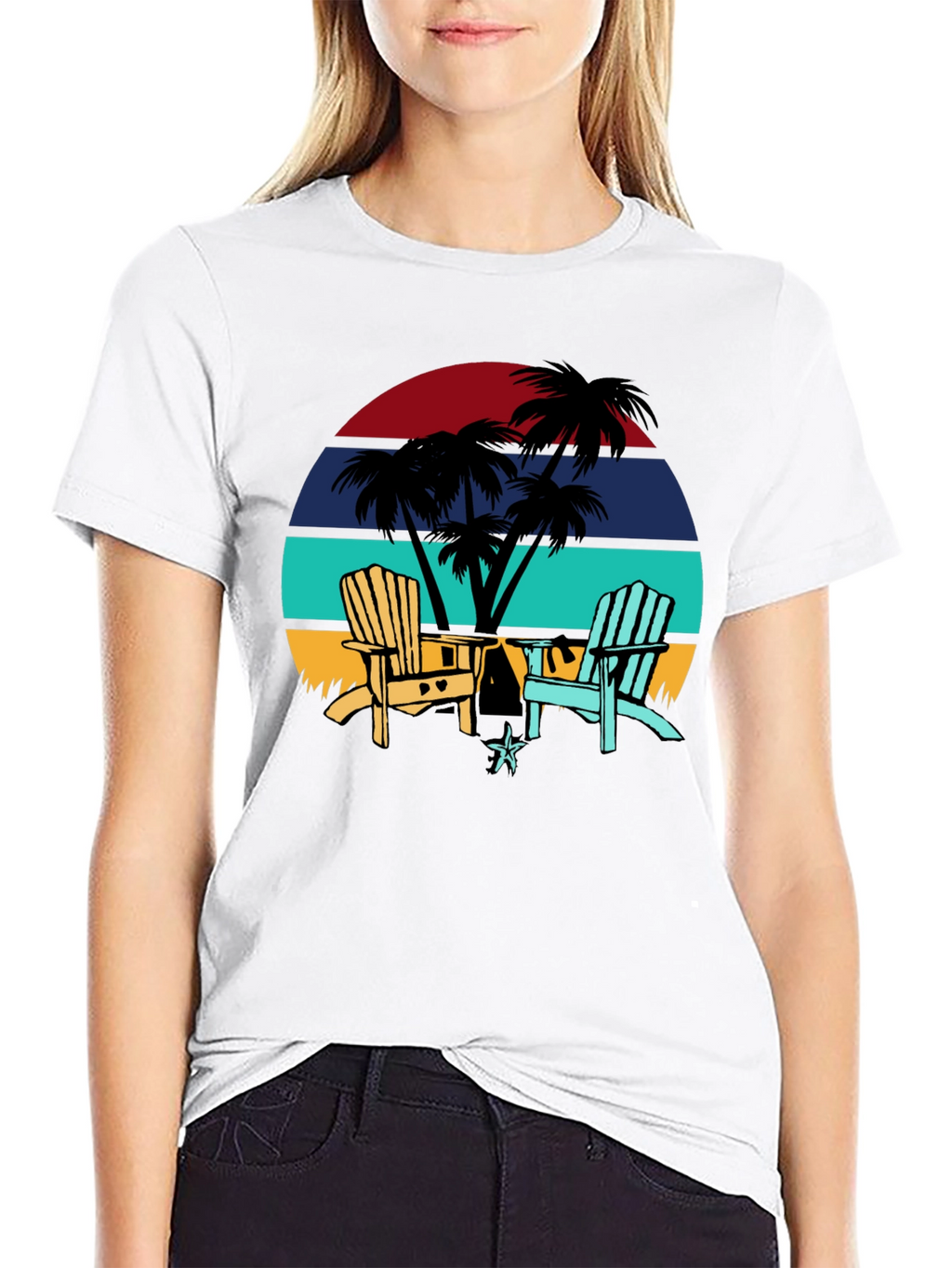 Retro Sunset Beach Chair T-Shirt