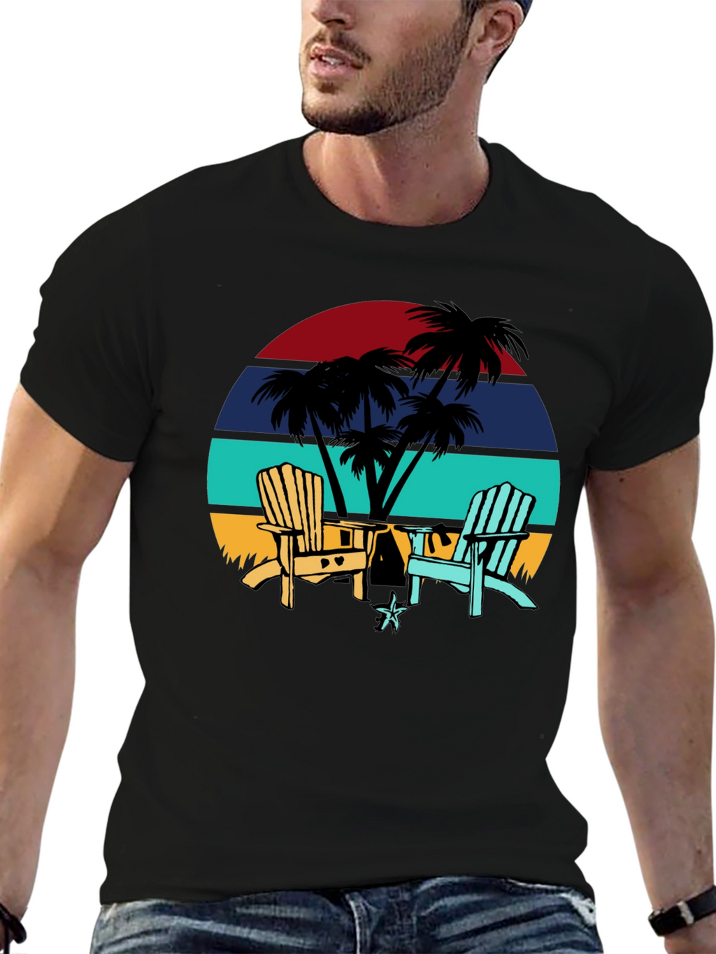 Retro Sunset Beach Chair T-Shirt