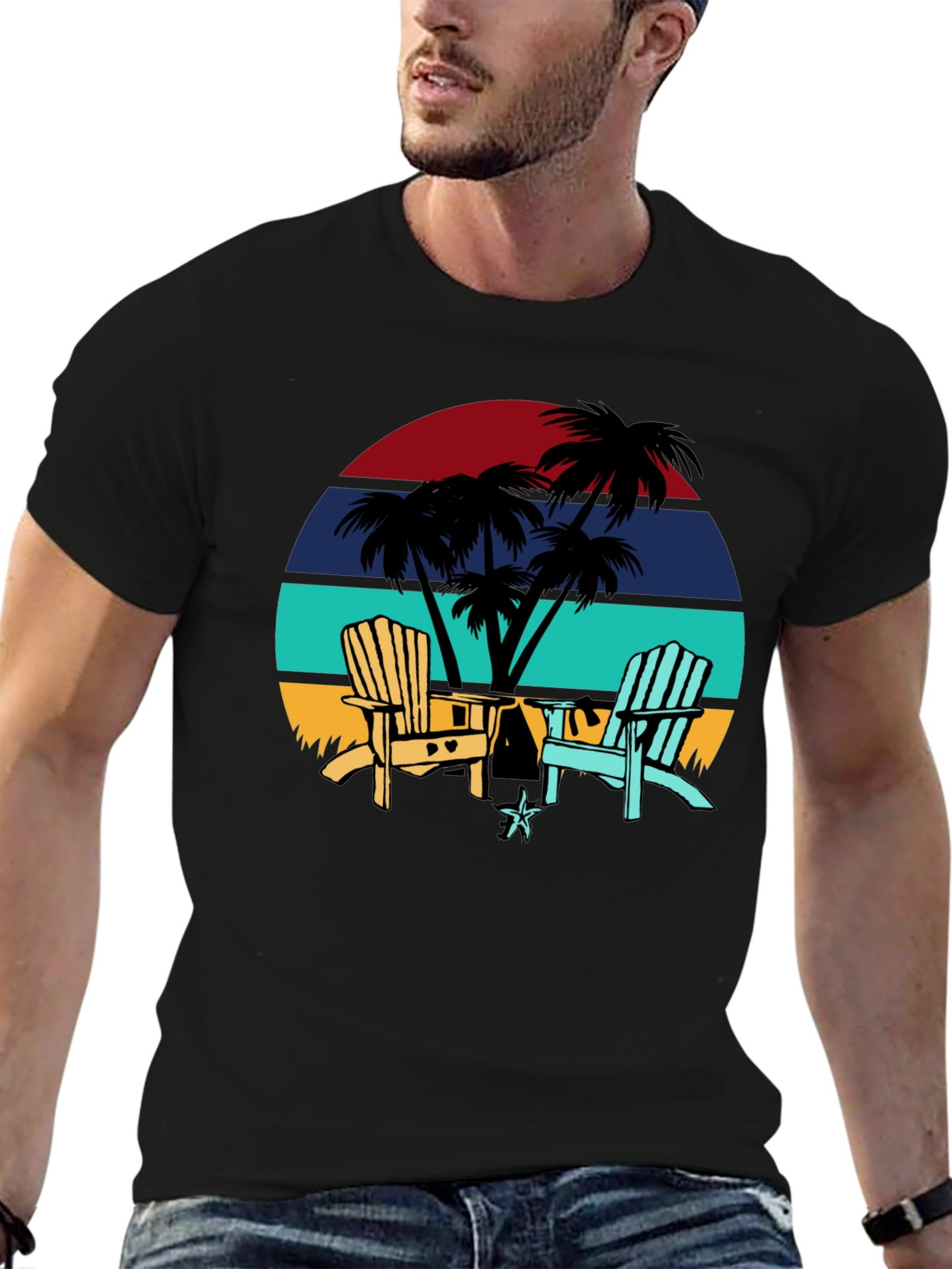 Retro Sunset Beach Chair T-Shirt