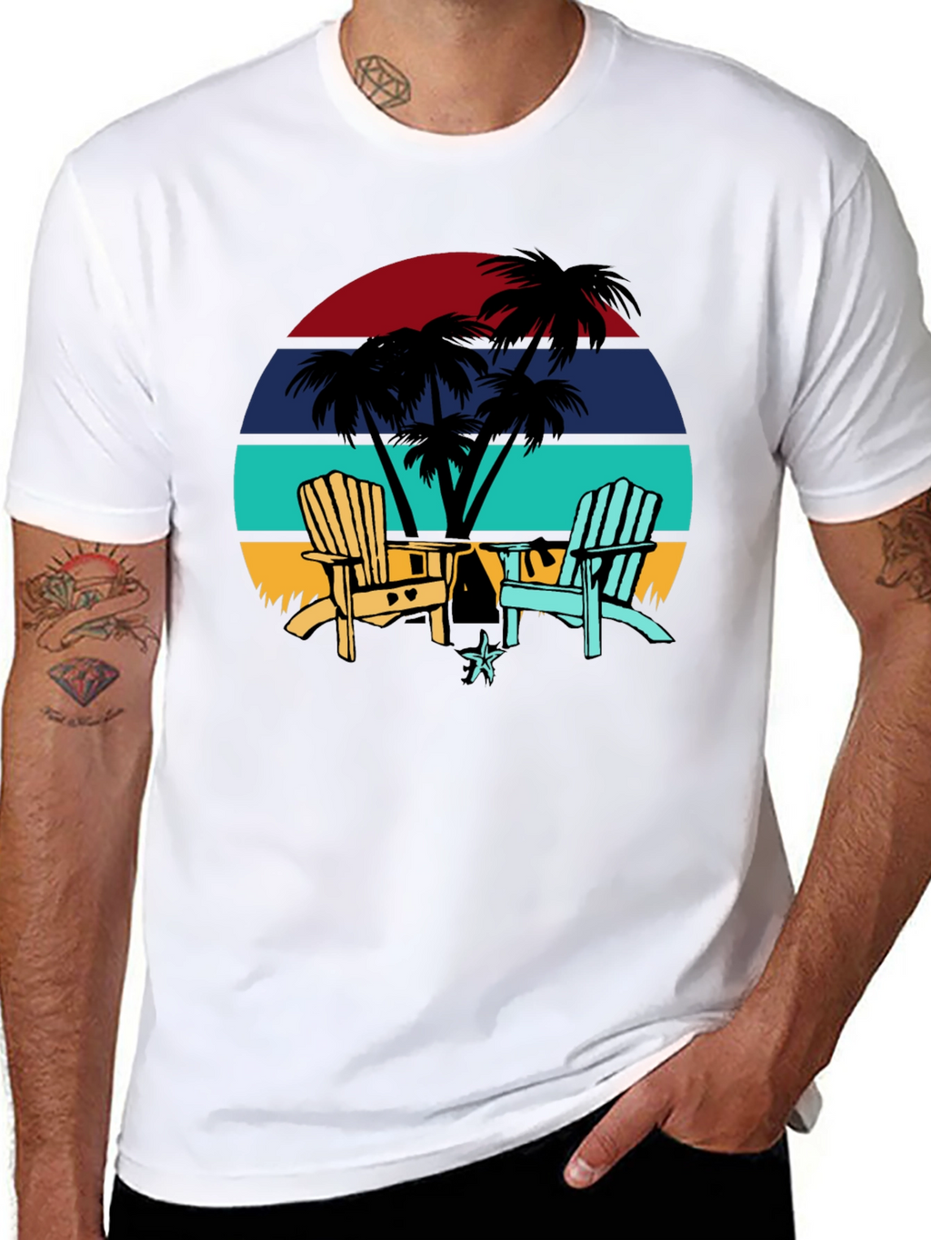 Retro Sunset Beach Chair T-Shirt