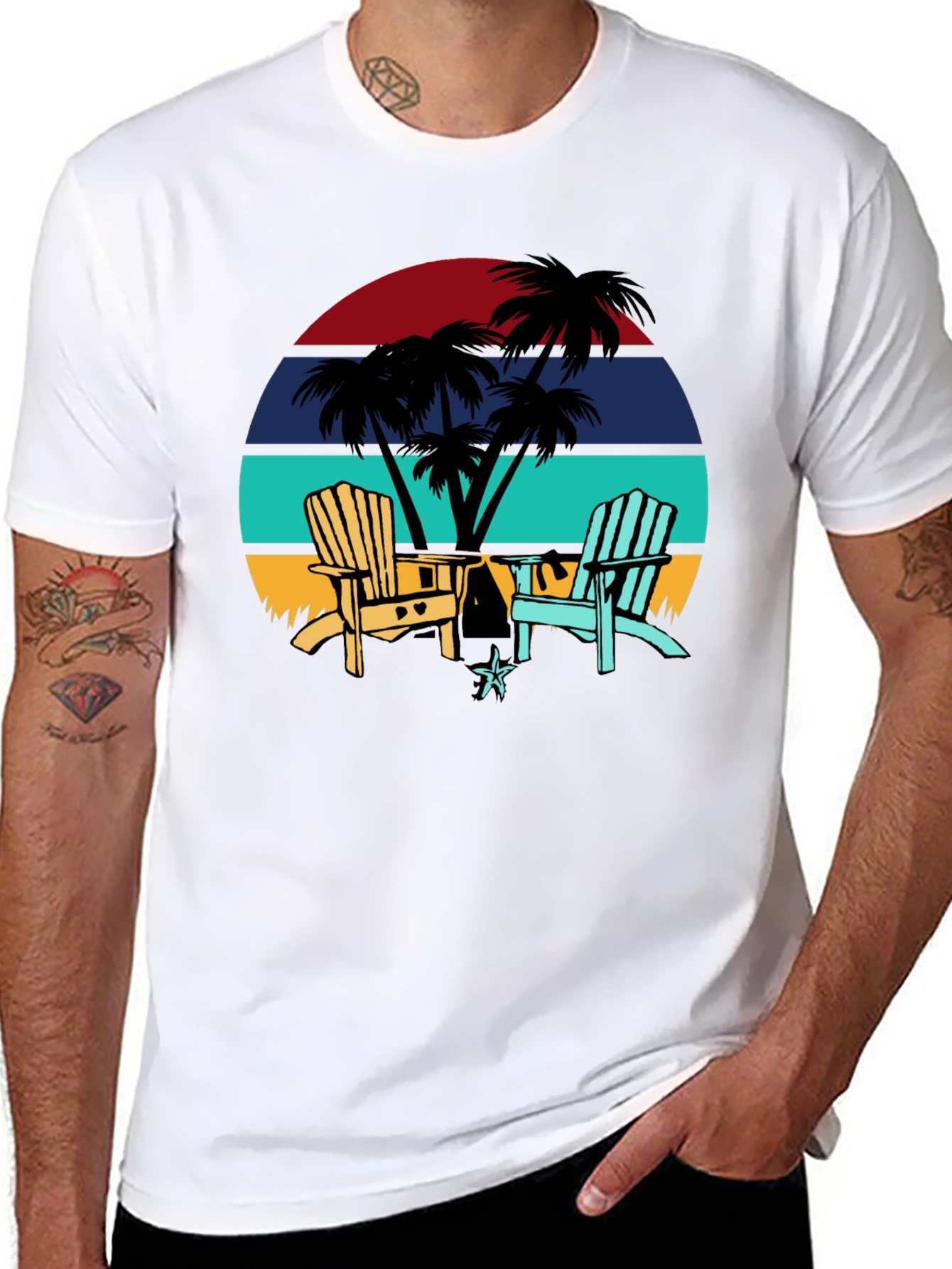 Retro Sunset Beach Chair T-Shirt