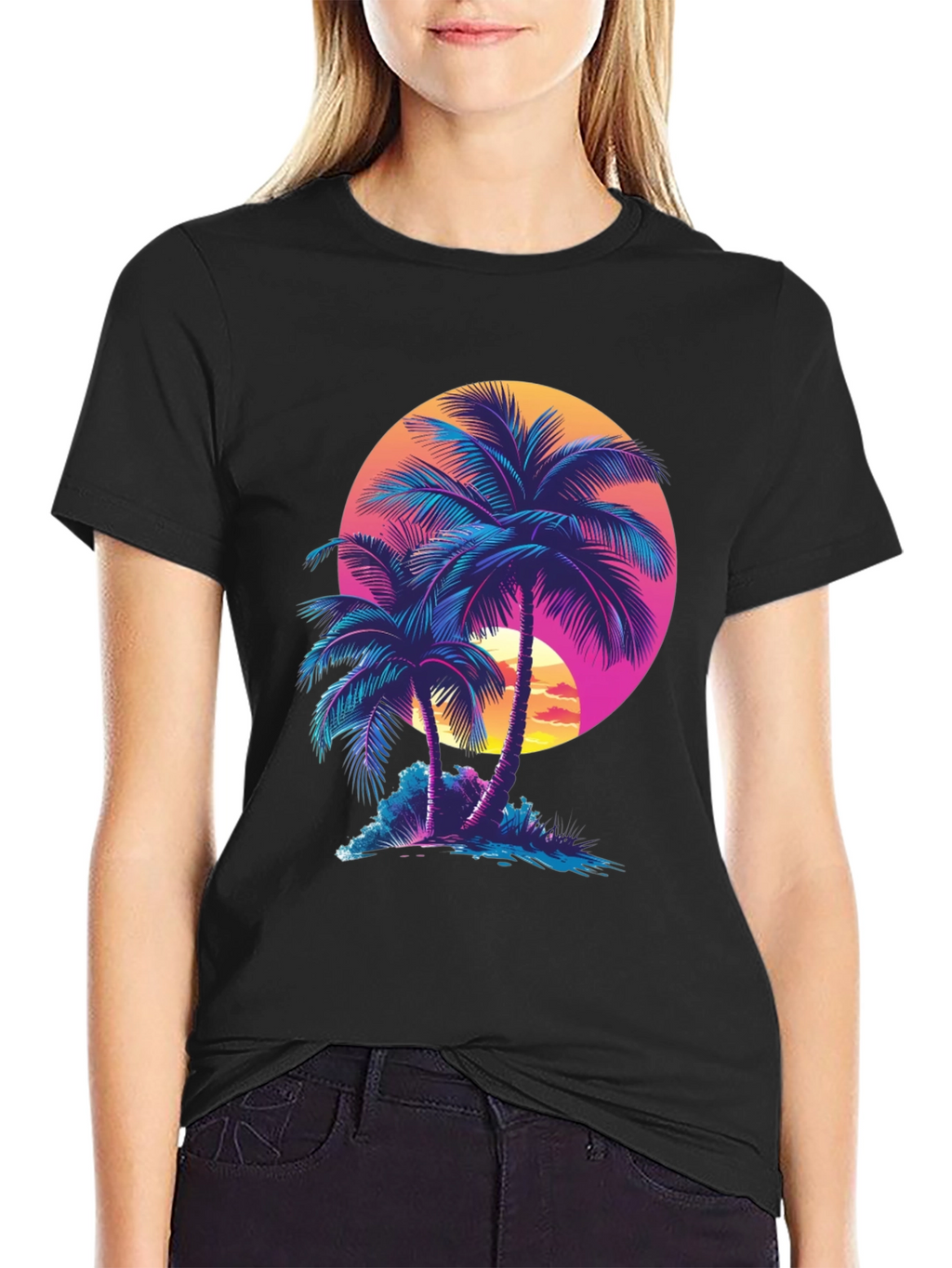 Retro Sunset Palm Tree Graphic Tee