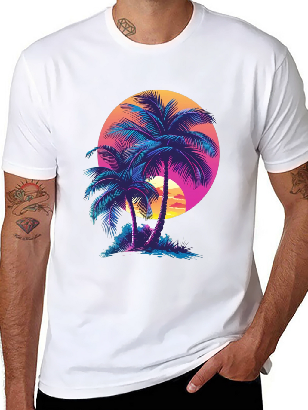 Retro Sunset Palm Tree Graphic Tee