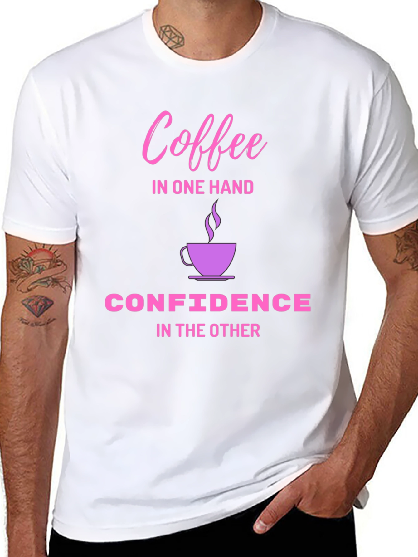 Coffee & Confidence T-Shirt - Black Cotton Tee