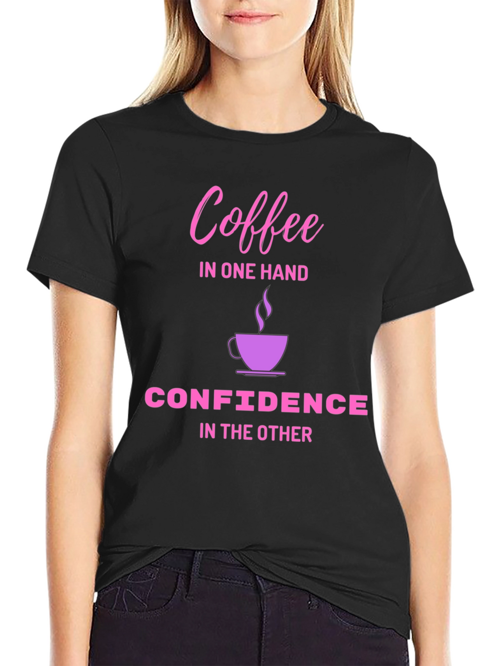 Coffee & Confidence T-Shirt - Black Cotton Tee