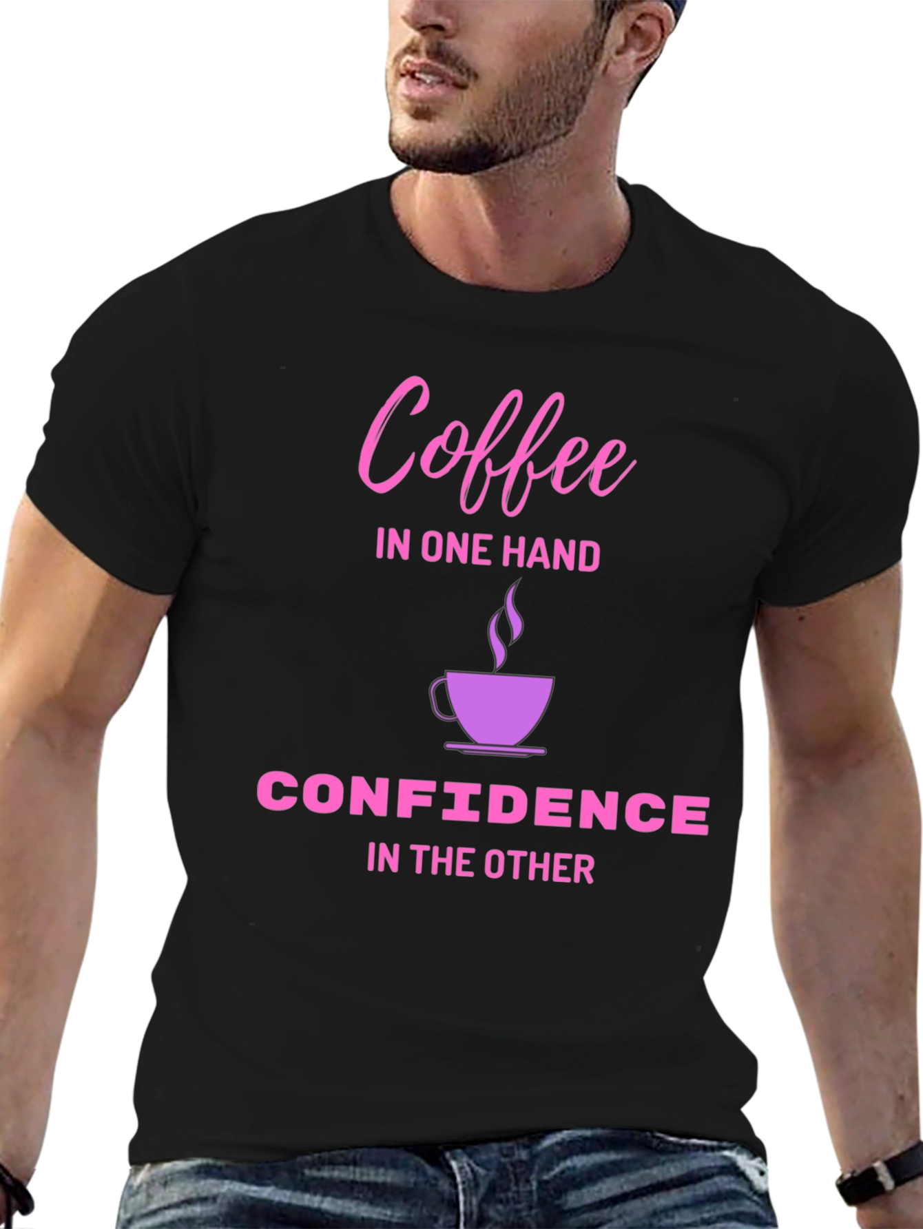 Coffee & Confidence T-Shirt - Black Cotton Tee