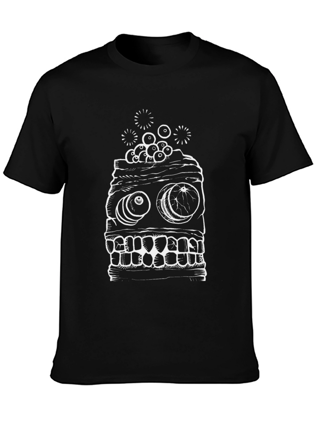 Black T-Shirt with White Monster Graphic