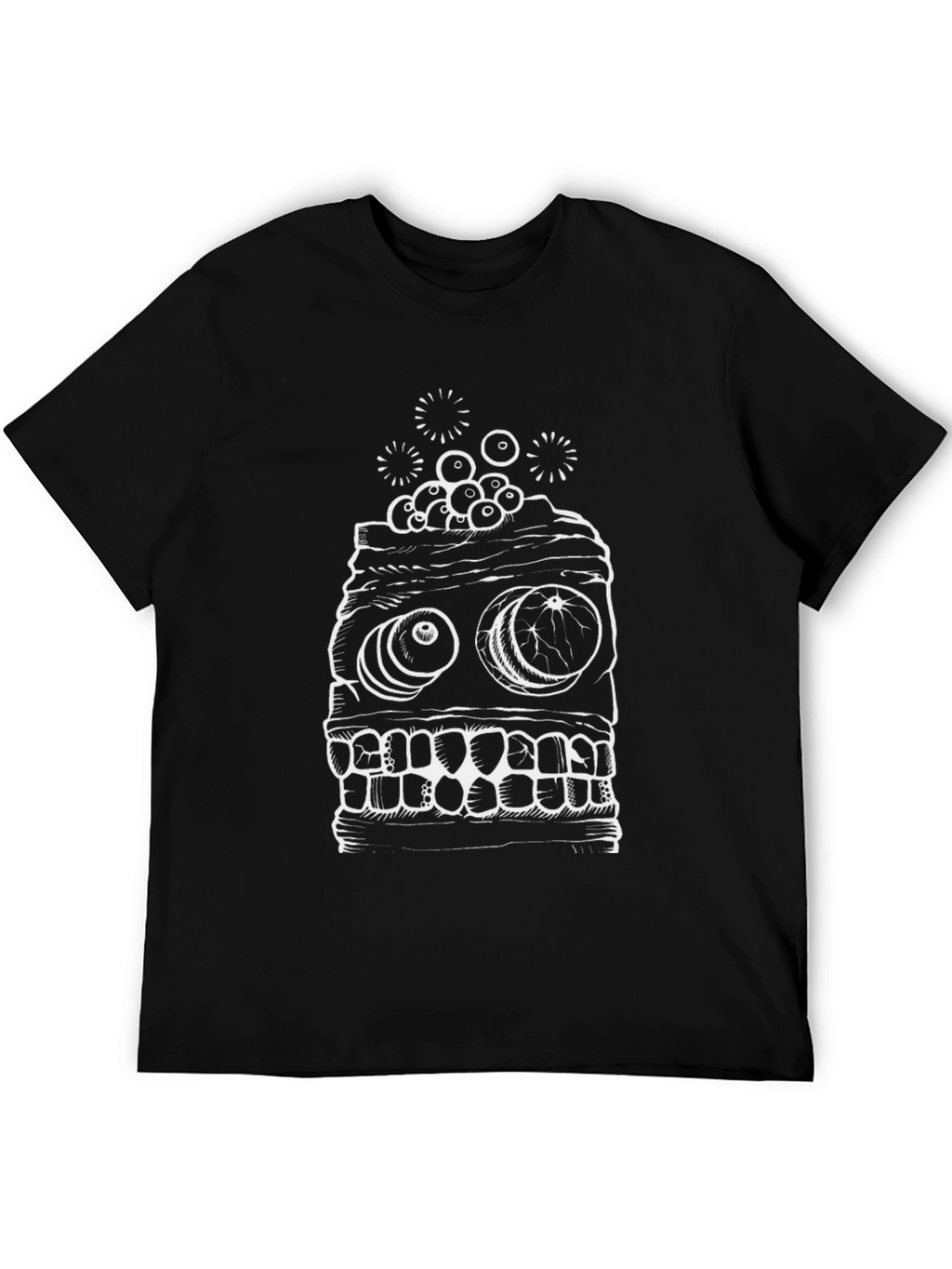 Black T-Shirt with White Monster Graphic