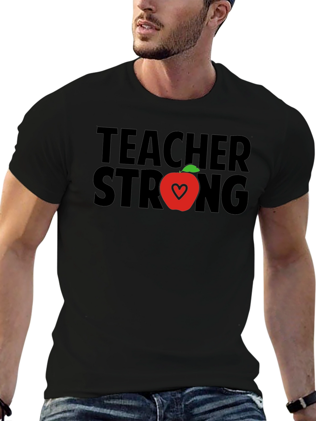 Teacher Strong T-Shirt - Apple Heart Design