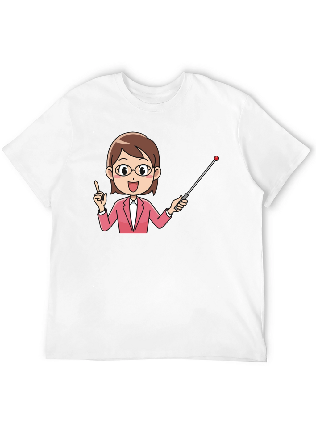 Teacher Cartoon Graphic Tee - Black Cotton Blend