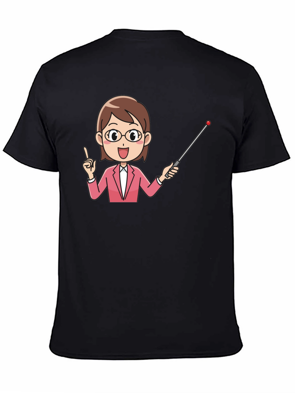 Teacher Cartoon Graphic Tee - Black Cotton Blend
