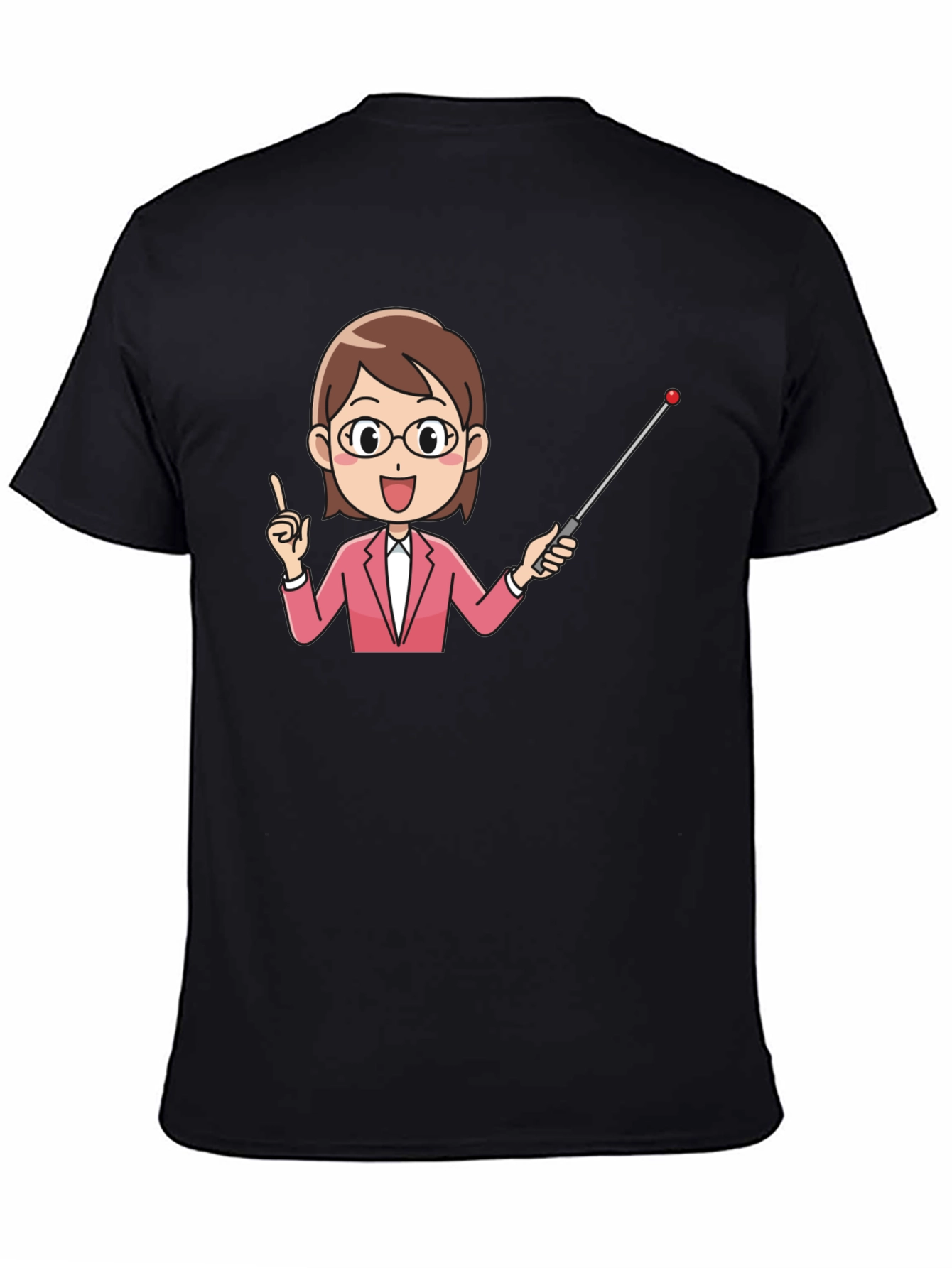 Teacher Cartoon Graphic Tee - Black Cotton Blend